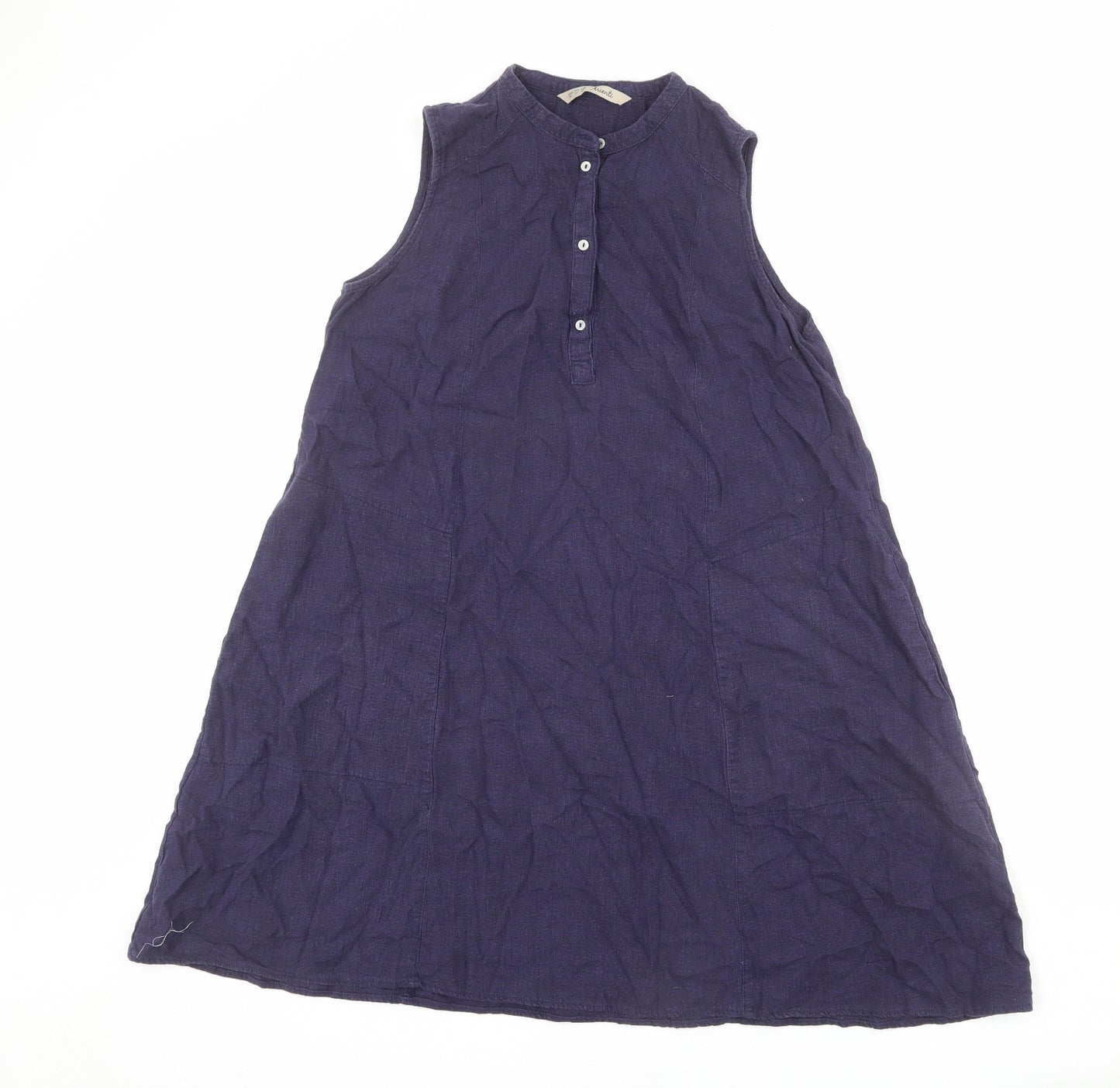 Arienti Womens Blue Polyester A-Line Size 12 V-Neck Button