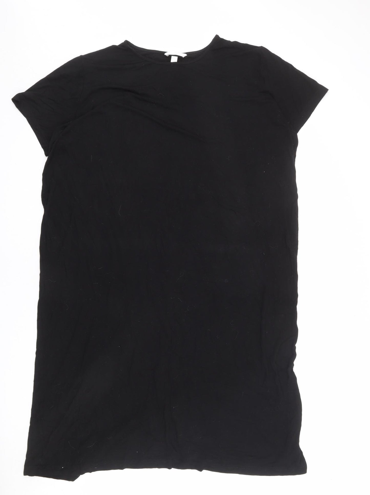 H&M Womens Black Viscose T-Shirt Dress Size 2XL Round Neck Pullover