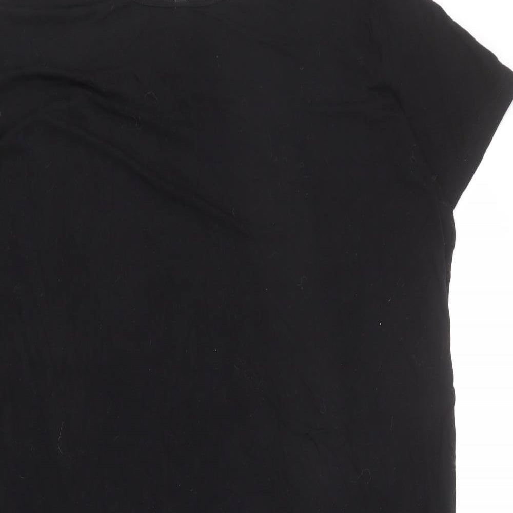 H&M Womens Black Viscose T-Shirt Dress Size 2XL Round Neck Pullover