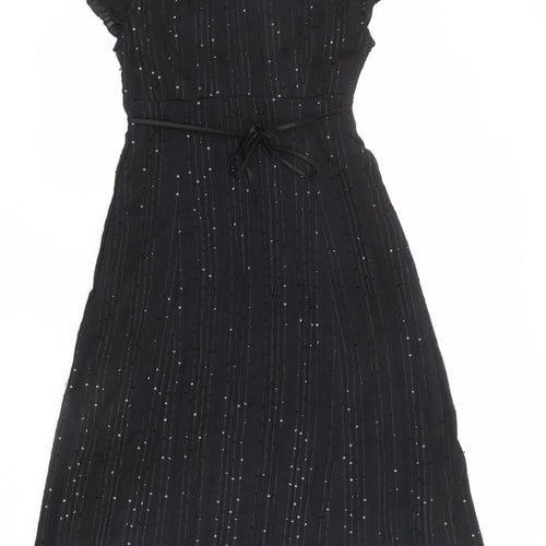 Autograph Womens Black Polyester A-Line Size 14 V-Neck Zip