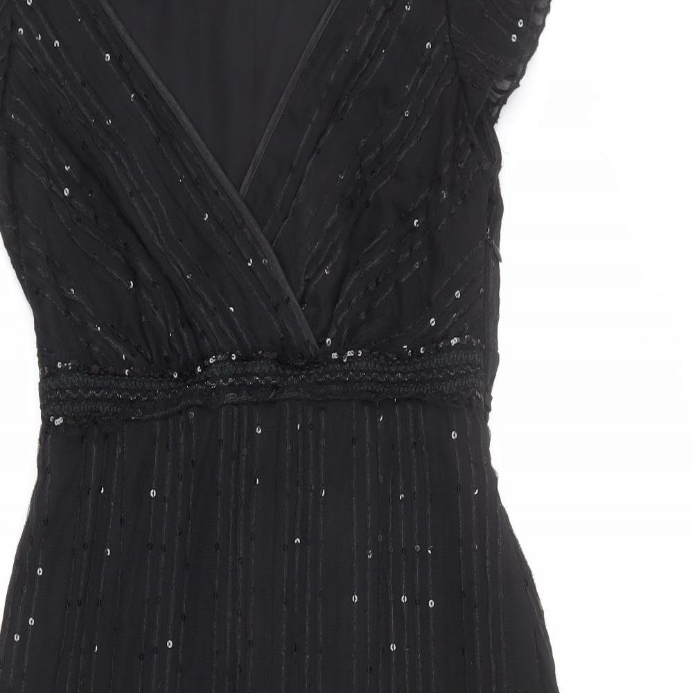 Autograph Womens Black Polyester A-Line Size 14 V-Neck Zip