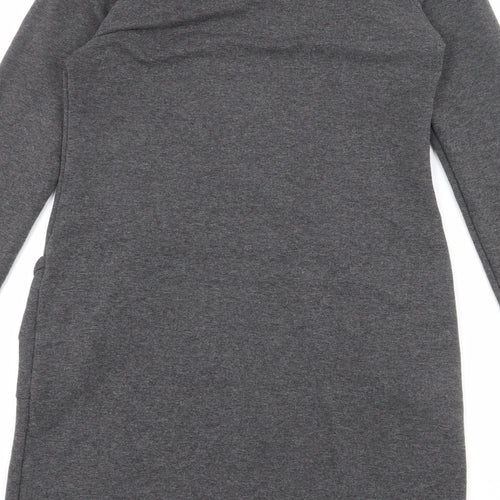 MAKADAMIA Womens Grey Polyester Jumper Dress Size 10 Round Neck Pullover