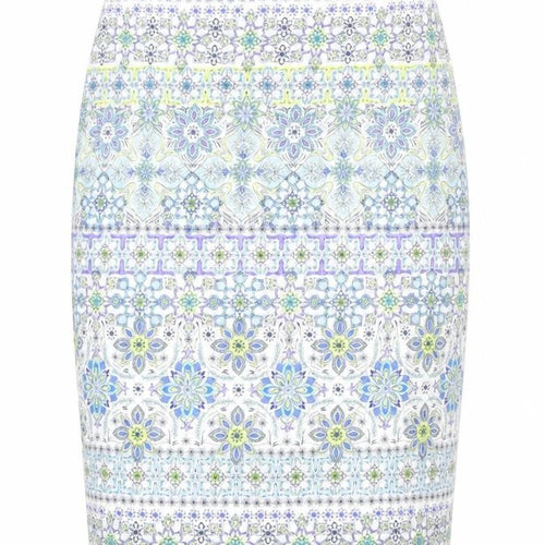 Pure Womens Multicoloured Geometric Cotton Straight & Pencil Skirt Size 10 Zip