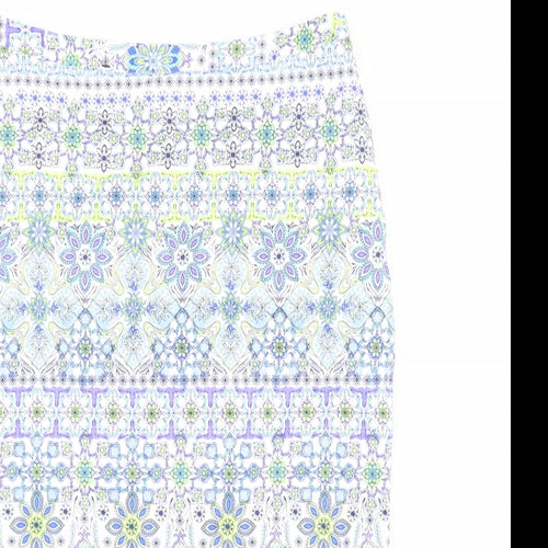 Pure Womens Multicoloured Geometric Cotton Straight & Pencil Skirt Size 10 Zip