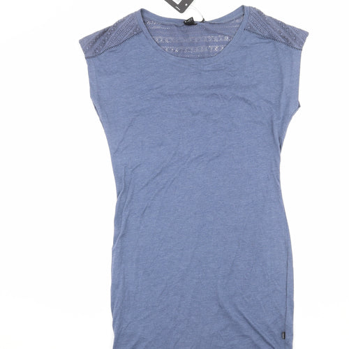 Protest Womens Blue Cotton T-Shirt Dress Size S Round Neck Pullover - Lace Detail