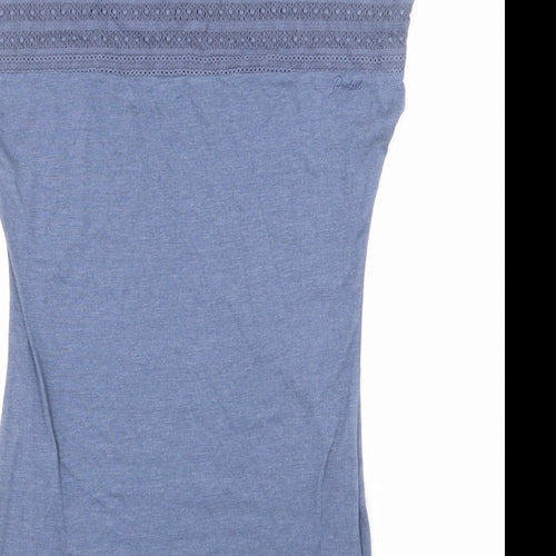 Protest Womens Blue Cotton T-Shirt Dress Size S Round Neck Pullover - Lace Detail