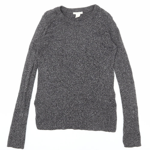 H&M Womens Grey Round Neck Cotton Pullover Jumper Size XS