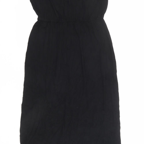 Oasis Womens Black Viscose Maxi Size S V-Neck Pullover