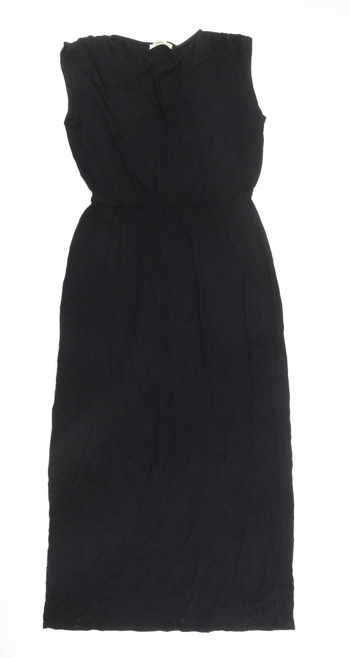 Oasis Womens Black Viscose Maxi Size S V-Neck Pullover