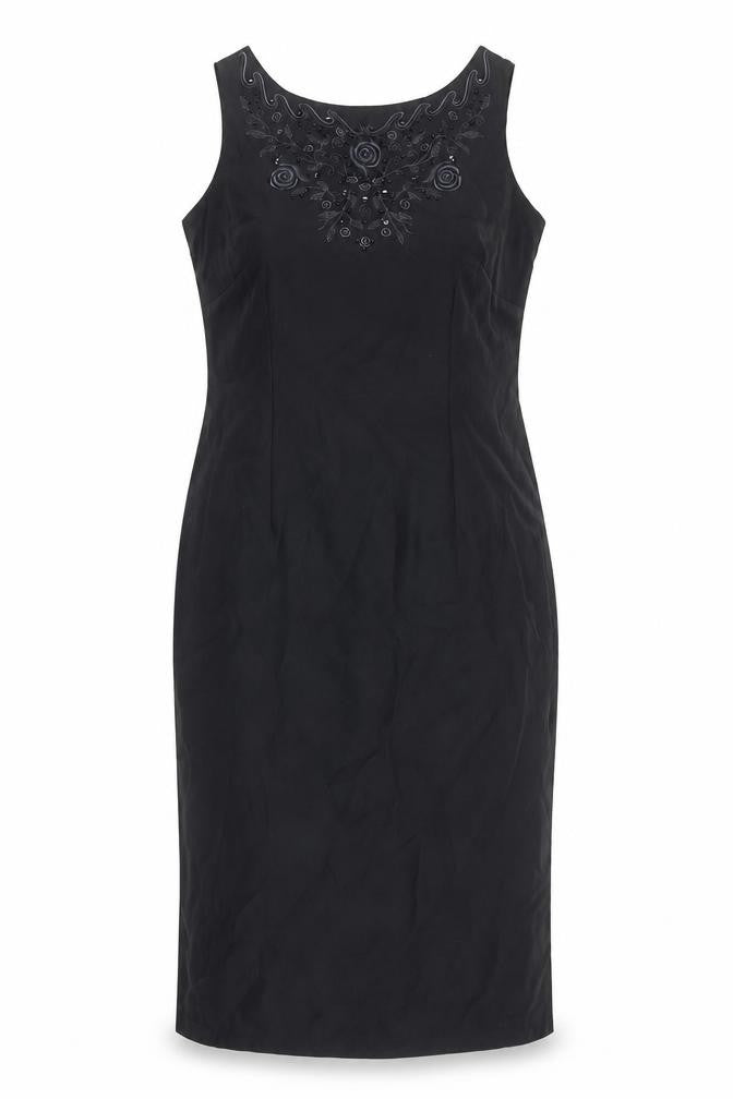 St Michael Womens Black Polyester Pencil Dress Size 16 Round Neck Zip - Floral