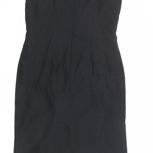 St Michael Womens Black Polyester Pencil Dress Size 16 Round Neck Zip - Floral