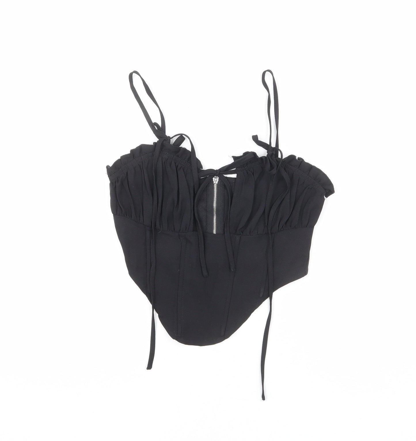 PRETTYLITTLETHING Womens Black Polyester Cropped Tank Size 6 Sweetheart