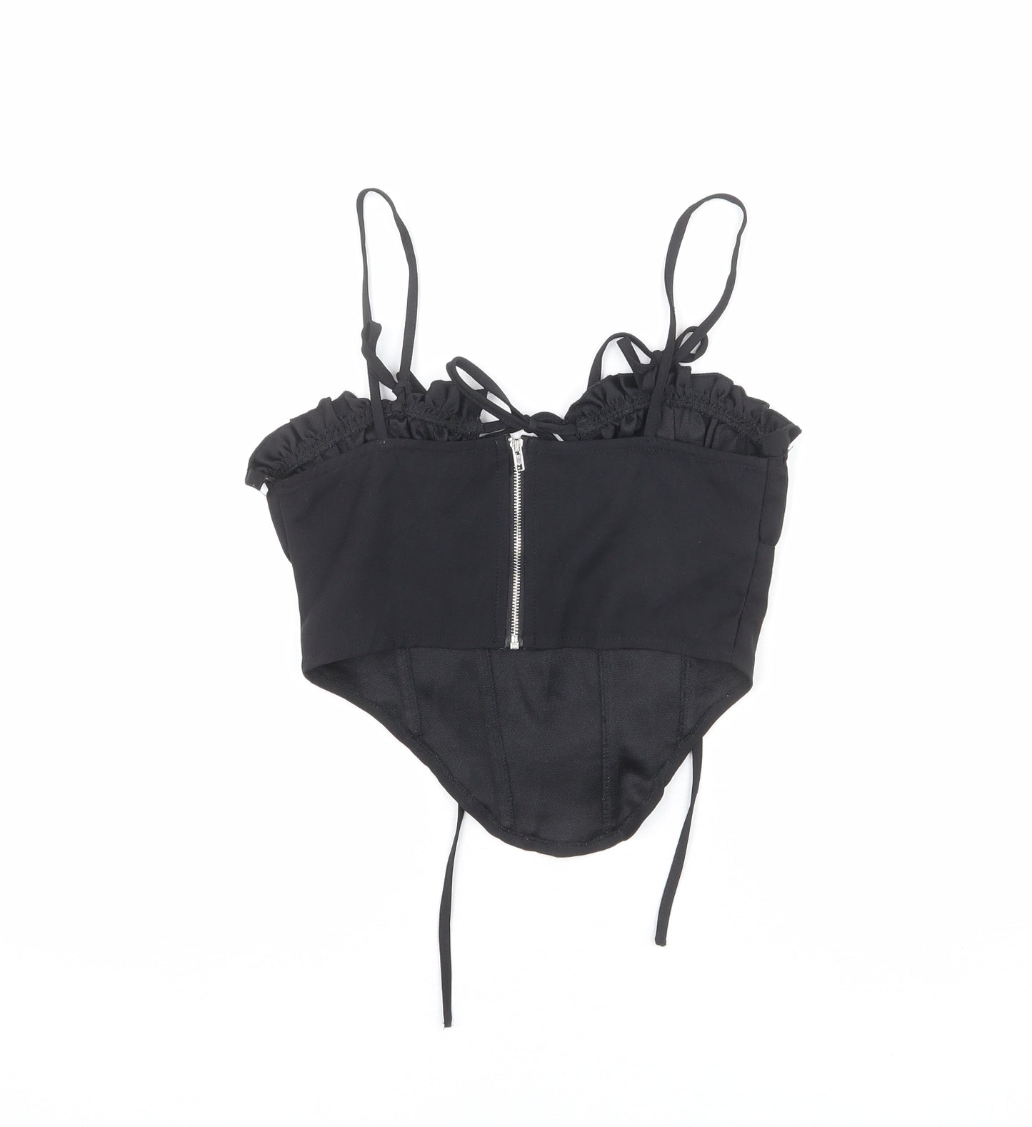 PRETTYLITTLETHING Womens Black Polyester Cropped Tank Size 6 Sweetheart