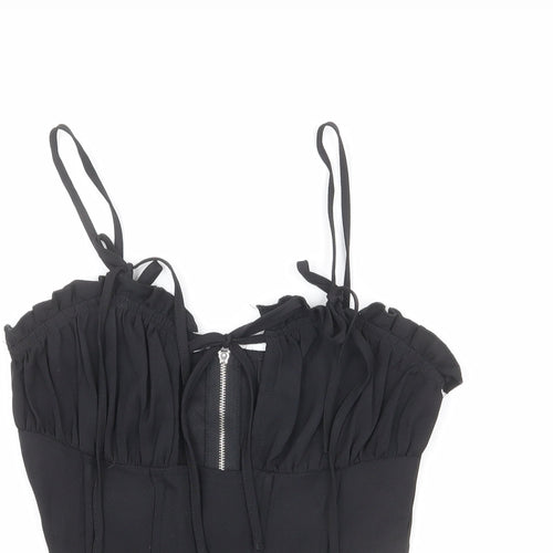 PRETTYLITTLETHING Womens Black Polyester Cropped Tank Size 6 Sweetheart