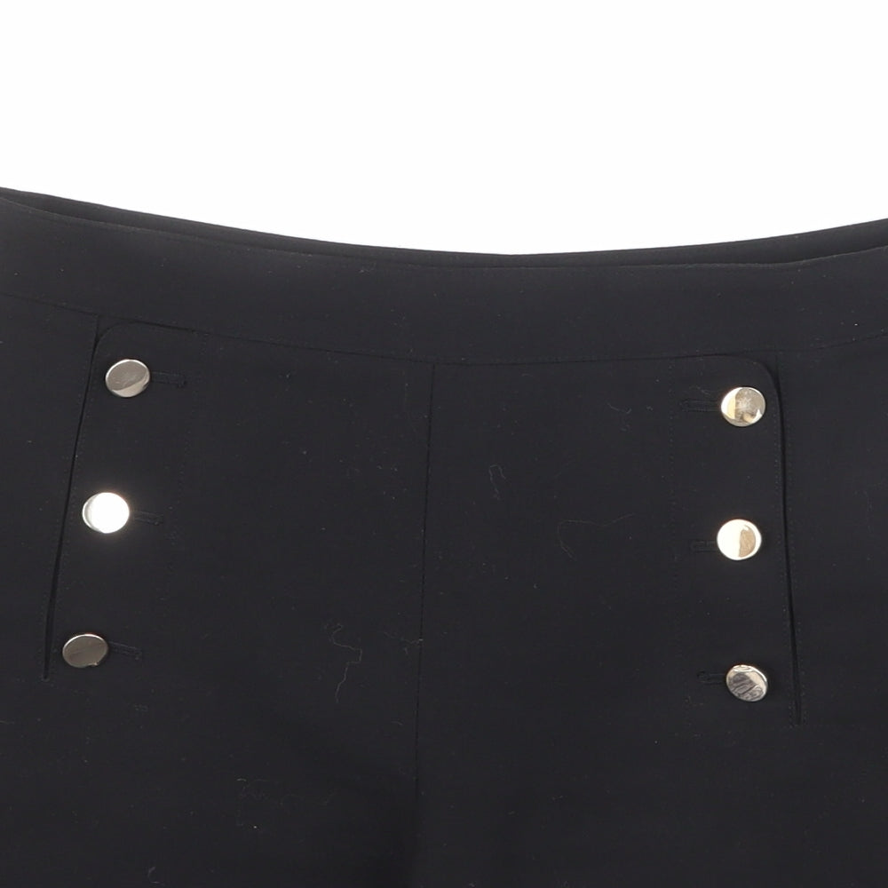 H&M Womens Black Polyester Sailor Shorts Size 10 L4 in Regular Zip