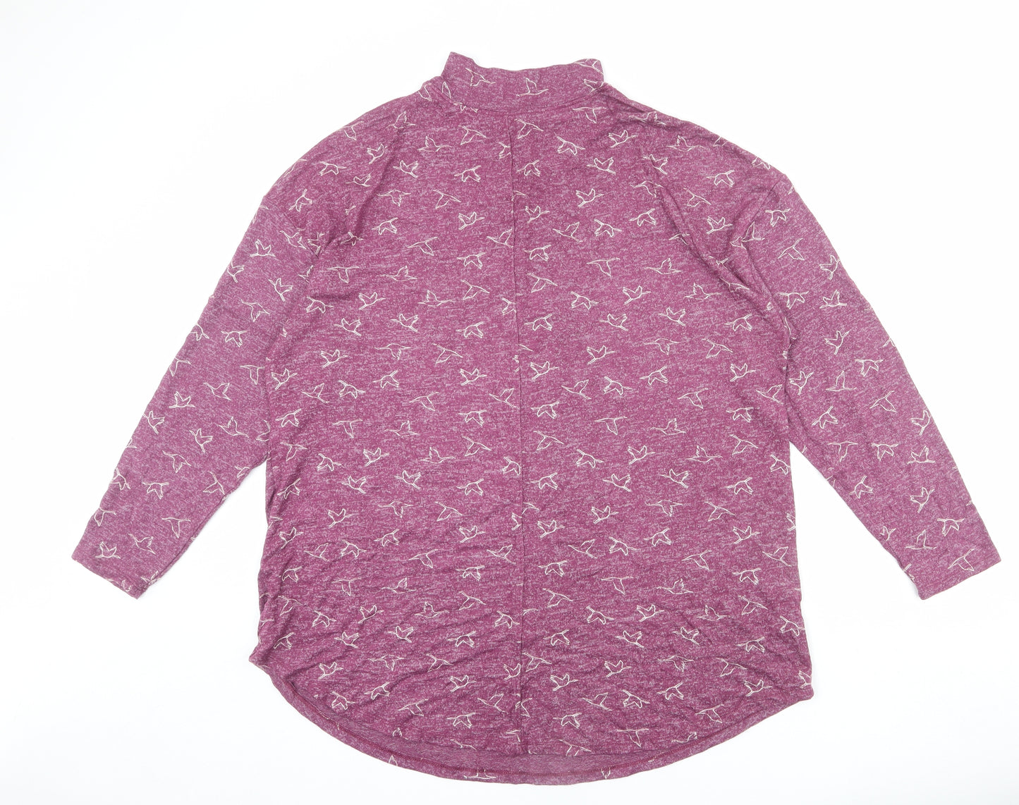 Marks and Spencer Womens Red Mock Neck Geometric Viscose Pullover Jumper Size 20 - Bird pattern