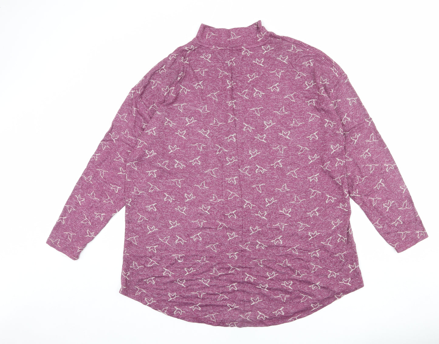 Marks and Spencer Womens Red Mock Neck Geometric Viscose Pullover Jumper Size 20 - Bird pattern
