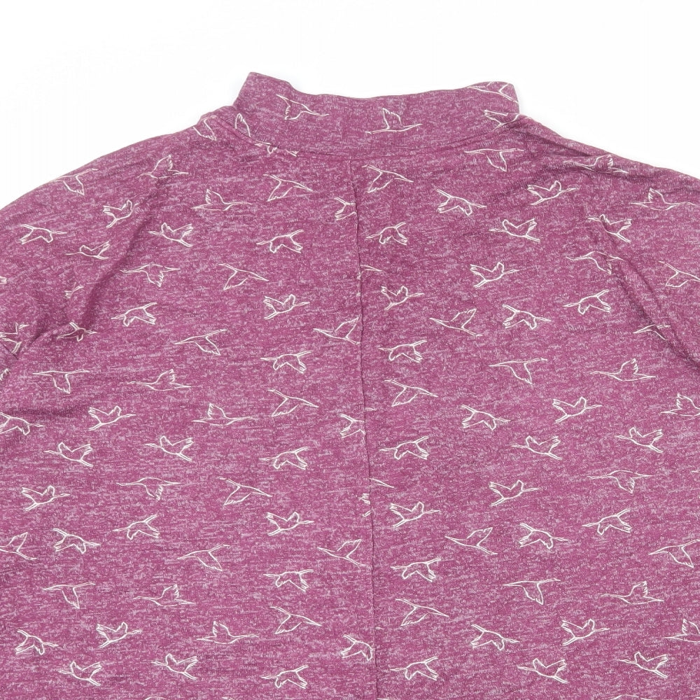 Marks and Spencer Womens Red Mock Neck Geometric Viscose Pullover Jumper Size 20 - Bird pattern
