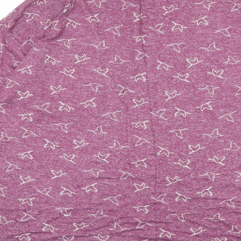 Marks and Spencer Womens Red Mock Neck Geometric Viscose Pullover Jumper Size 20 - Bird pattern