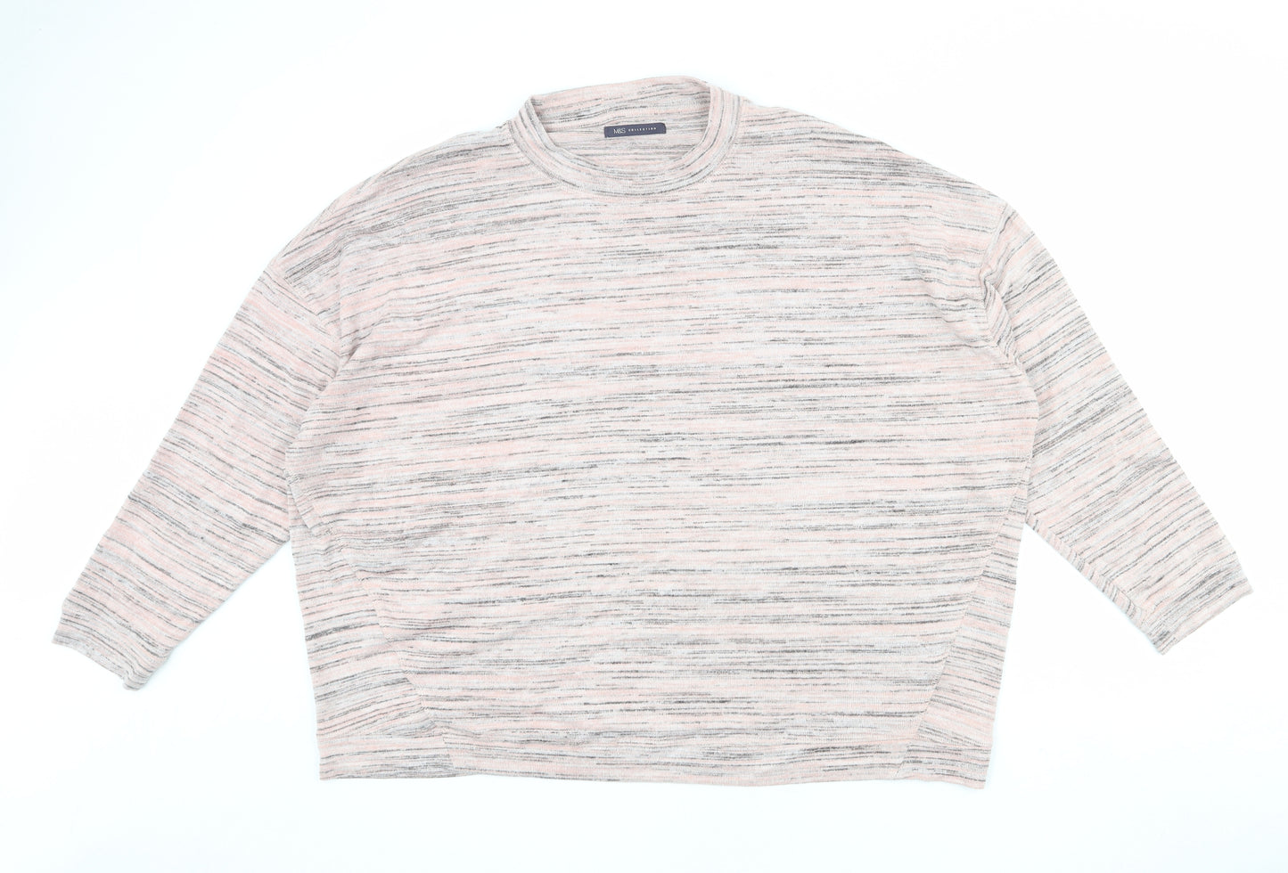 Marks and Spencer Womens Pink Crew Neck Polyester Pullover Jumper Size 24