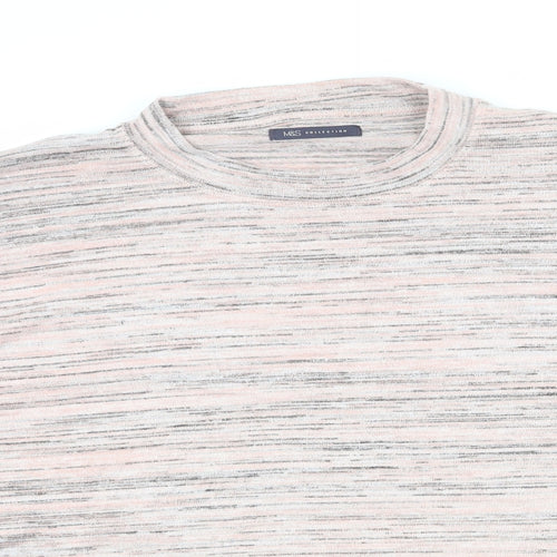 Marks and Spencer Womens Pink Crew Neck Polyester Pullover Jumper Size 24