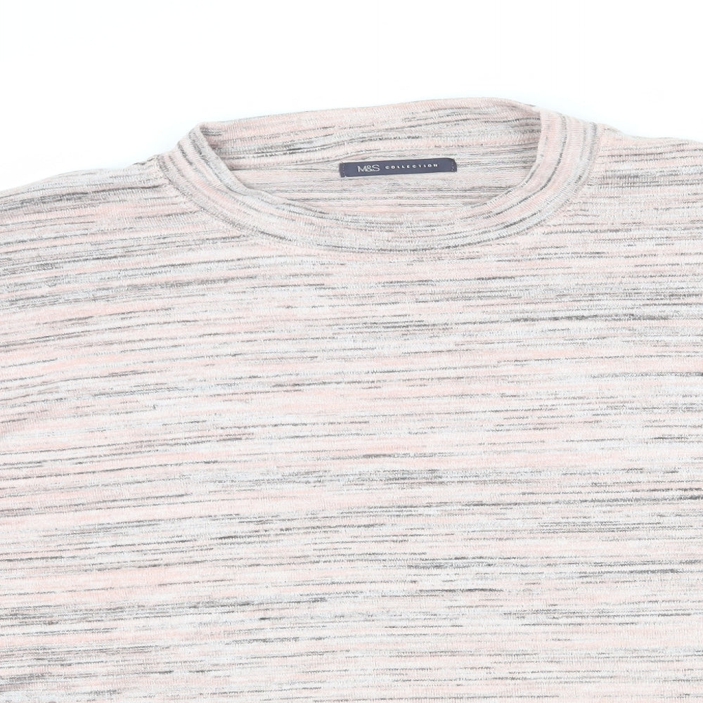 Marks and Spencer Womens Pink Crew Neck Polyester Pullover Jumper Size 24