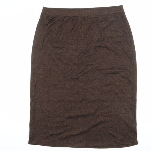 Marks and Spencer Womens Brown Cotton Straight & Pencil Skirt Size 18