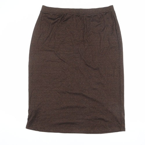 Marks and Spencer Womens Brown Cotton Straight & Pencil Skirt Size 18