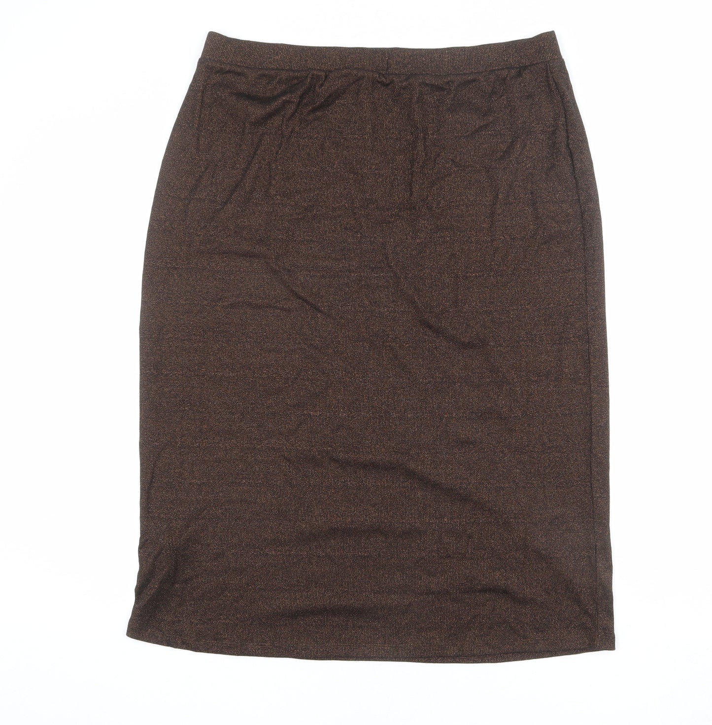 Marks and Spencer Womens Brown Cotton Straight & Pencil Skirt Size 18