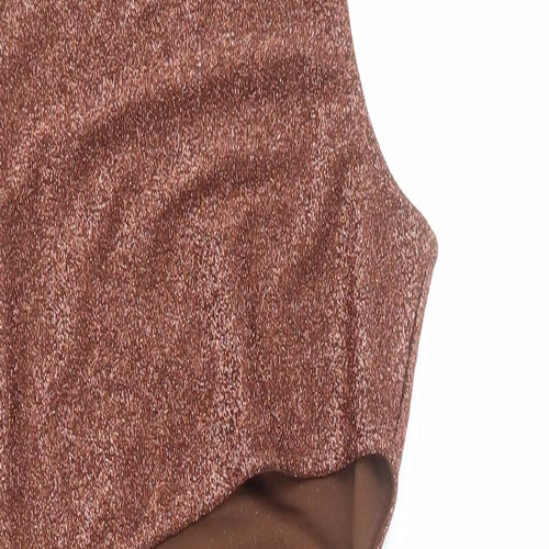 Divided by H&M Womens Brown Polyester Bodycon Size S Round Neck Pullover - Drawstring Detail