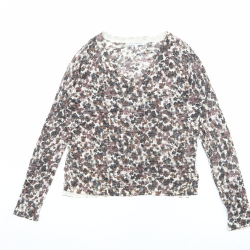 NEXT Womens Multicoloured V-Neck Geometric Acrylic Pullover Jumper Size 6