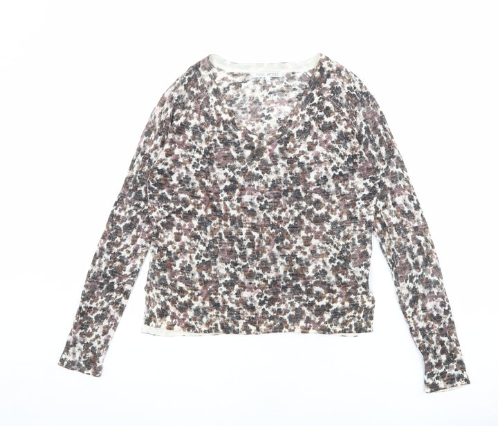 NEXT Womens Multicoloured V-Neck Geometric Acrylic Pullover Jumper Size 6