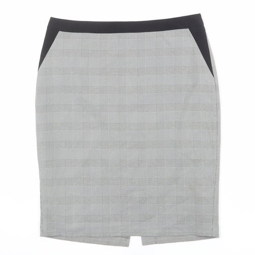 South Womens Grey Plaid Polyester A-Line Skirt Size 14 Zip