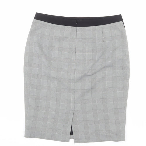 South Womens Grey Plaid Polyester A-Line Skirt Size 14 Zip