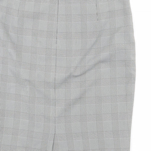 South Womens Grey Plaid Polyester A-Line Skirt Size 14 Zip