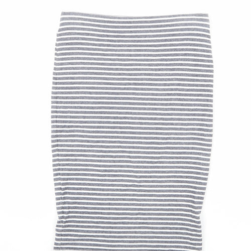 Marks and Spencer Womens Blue Striped Cotton Bandage Skirt Size 12