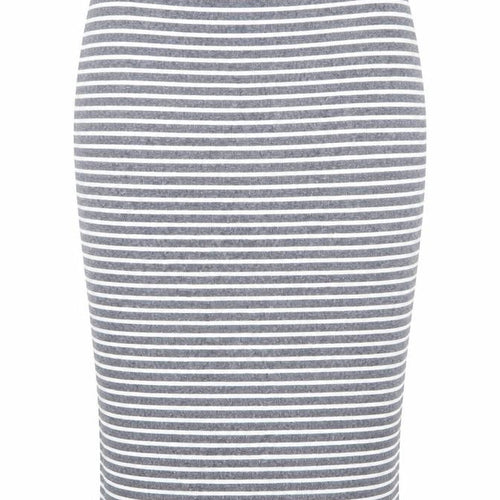 Marks and Spencer Womens Blue Striped Cotton Bandage Skirt Size 12