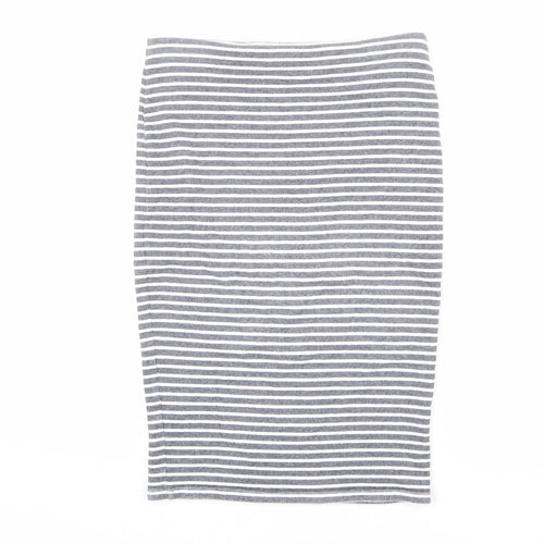 Marks and Spencer Womens Blue Striped Cotton Bandage Skirt Size 12