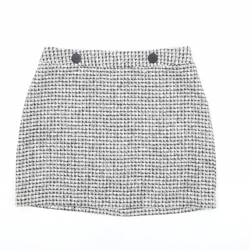 Miss Selfridge Womens Grey Geometric Polyester A-Line Skirt Size 12 Zip