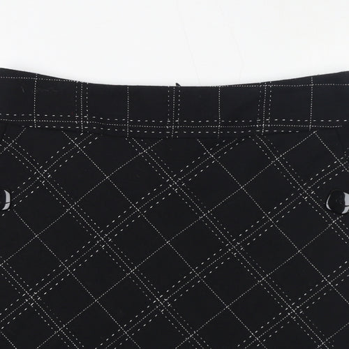 Marks and Spencer Womens Black Check Polyester A-Line Skirt Size 12 Zip