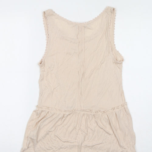 NEXT Womens Ivory Viscose Basic Tank Size 10 Round Neck
