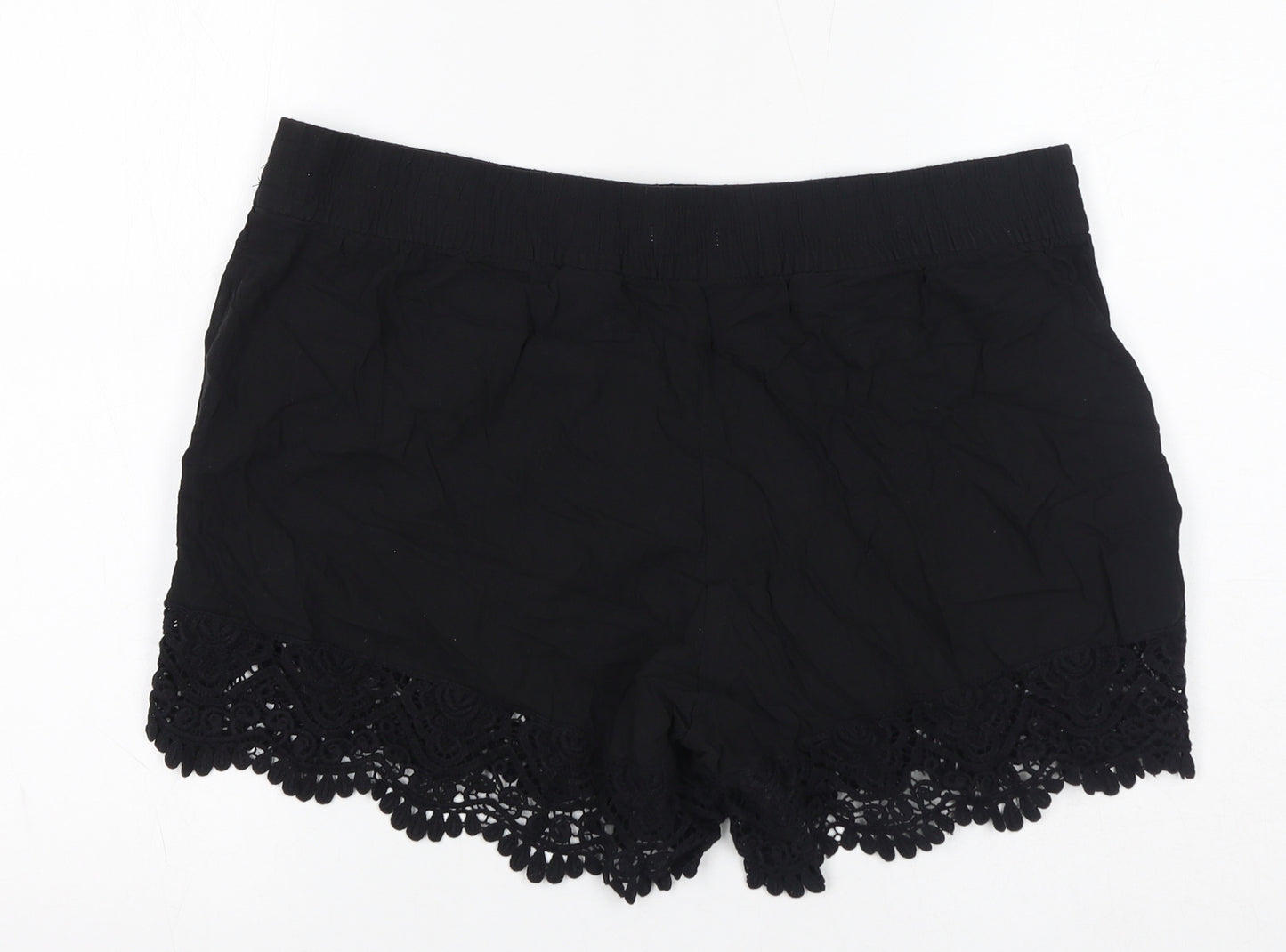 H&M Womens Black 100% Cotton Bermuda Shorts Size 18 L15 in Regular Pull On