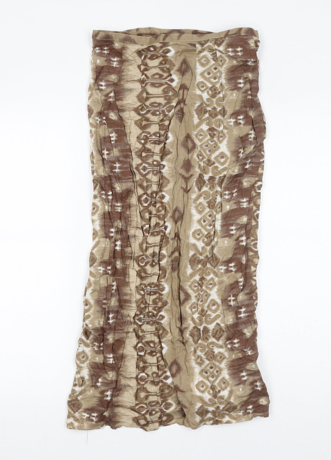 St Michael Womens Brown Geometric Viscose Wrap Skirt Size 12 Button