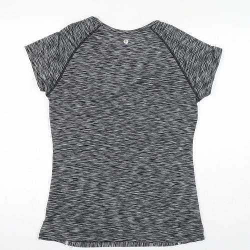 Velocity Womens Grey Geometric Polyester Basic T-Shirt Size M Round Neck Pullover