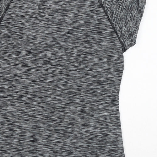 Velocity Womens Grey Geometric Polyester Basic T-Shirt Size M Round Neck Pullover