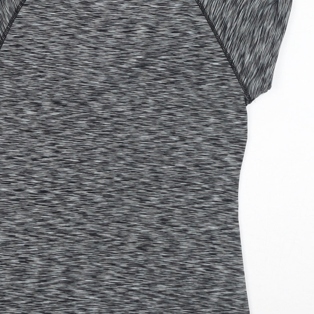 Velocity Womens Grey Geometric Polyester Basic T-Shirt Size M Round Neck Pullover