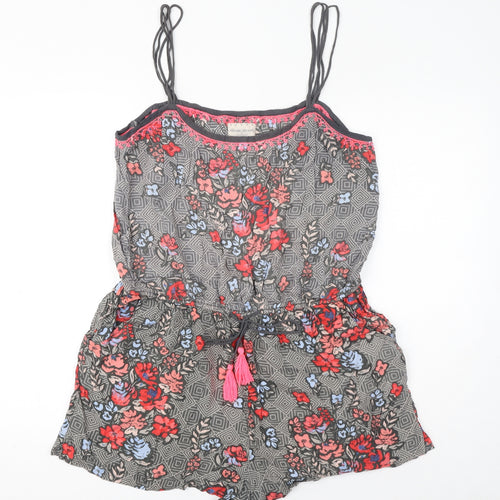 MANTARAY PRODUCTS Womens Grey Floral Viscose Playsuit One-Piece Size 16 L15 in Pullover
