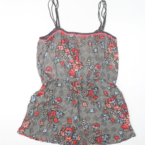 MANTARAY PRODUCTS Womens Grey Floral Viscose Playsuit One-Piece Size 16 L15 in Pullover