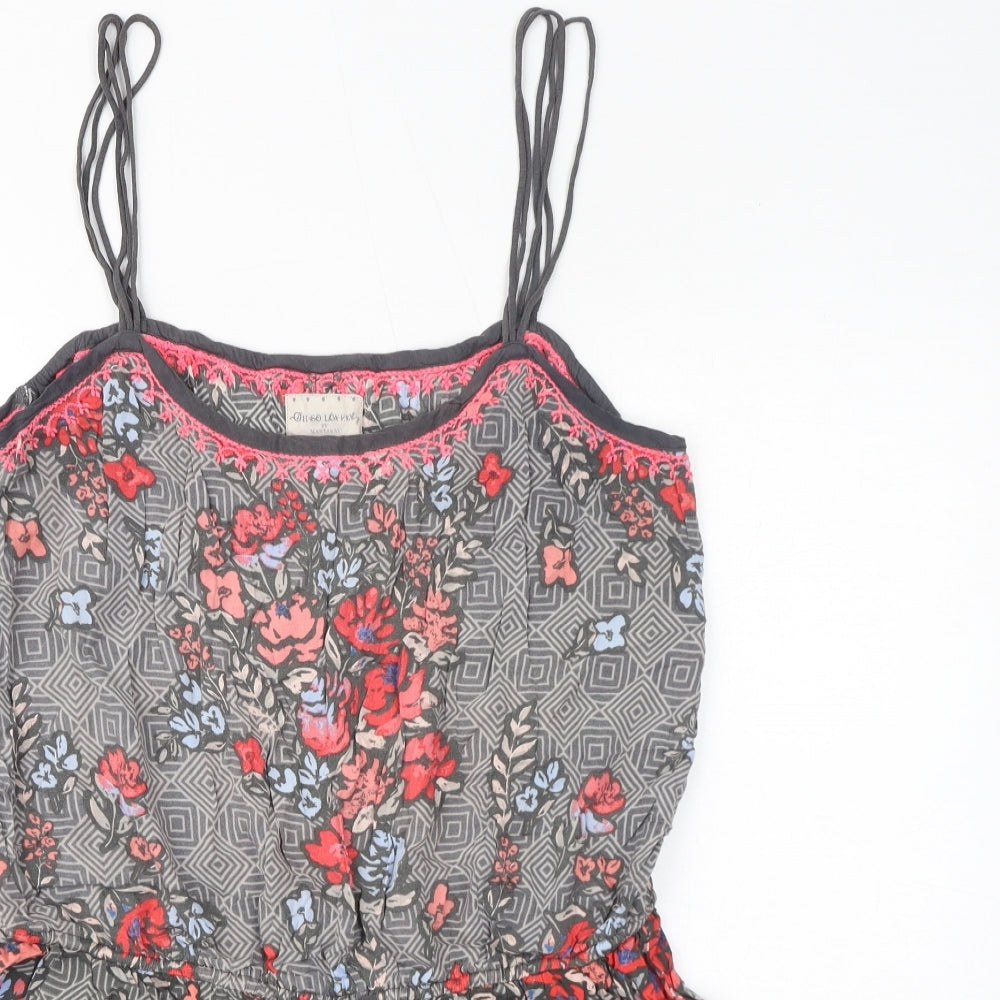 MANTARAY PRODUCTS Womens Grey Floral Viscose Playsuit One-Piece Size 16 L15 in Pullover
