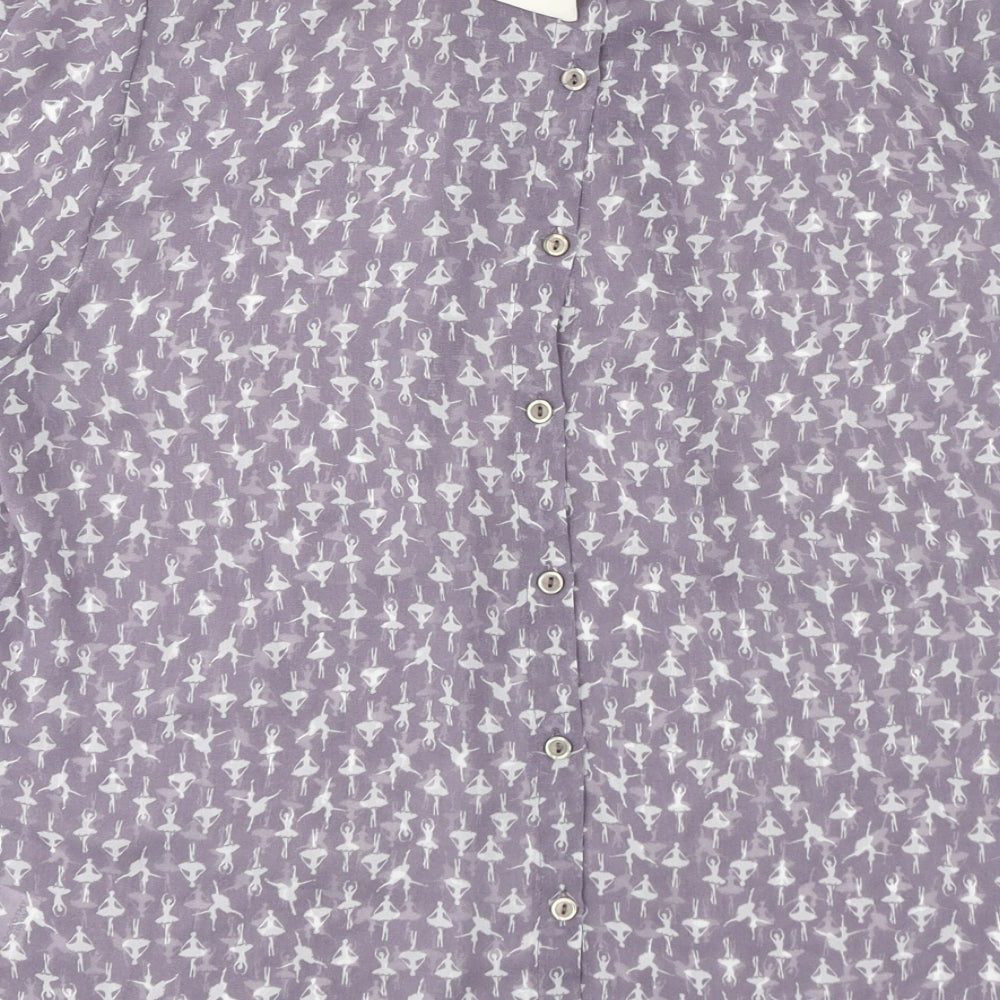 Dorothy Perkins Womens Purple Geometric Polyester Basic Blouse Size 12 Collared - Ballerina